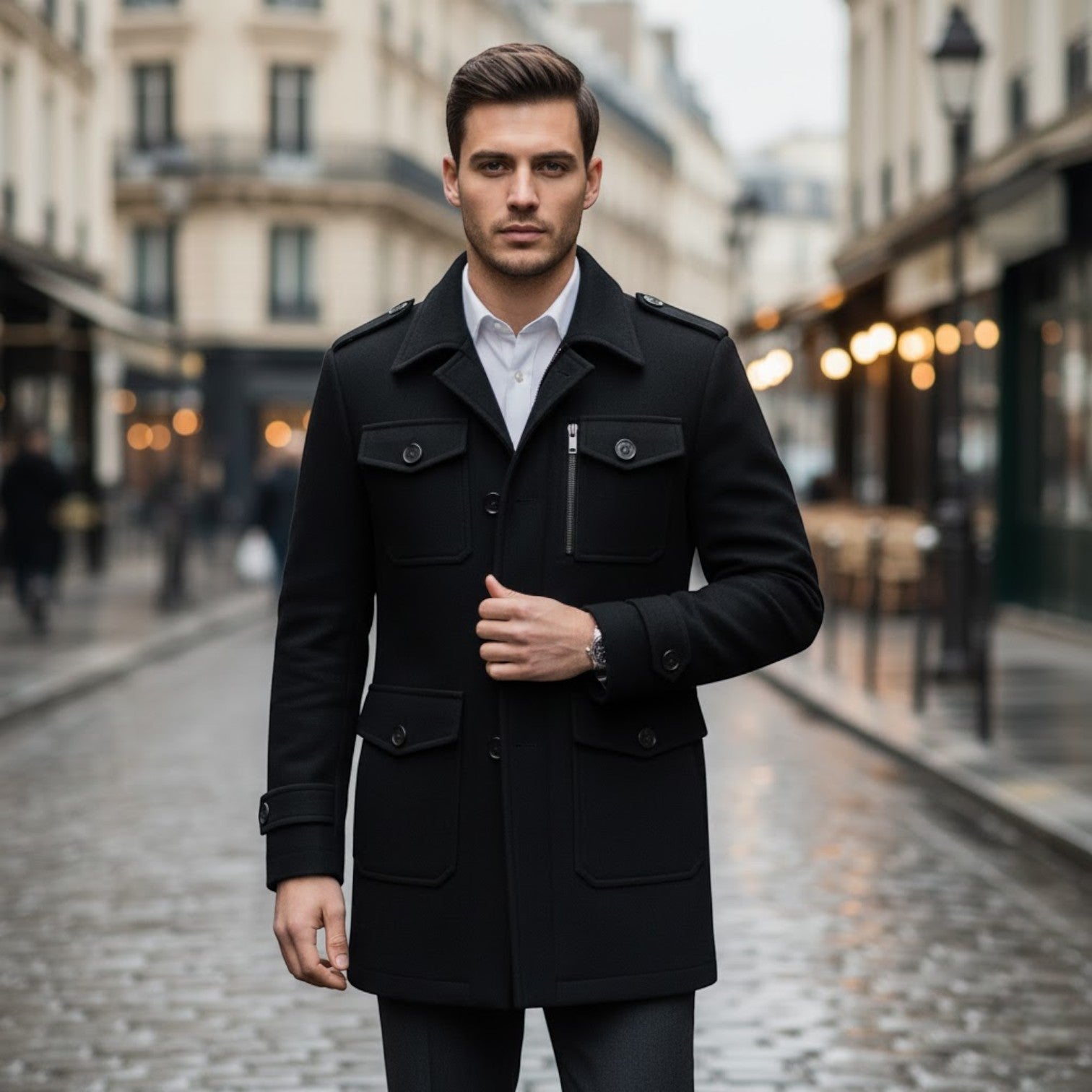 Riche | Manteau homme laine double col trenchcoat – ajusté, raffiné, silhouette intemporelle