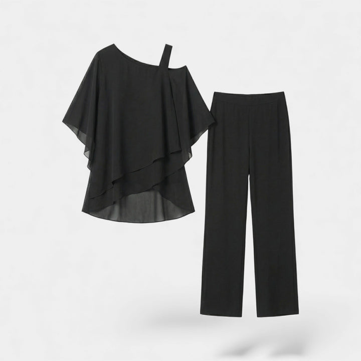 Women's batwing-sleeve top and pants set – Flowing fit