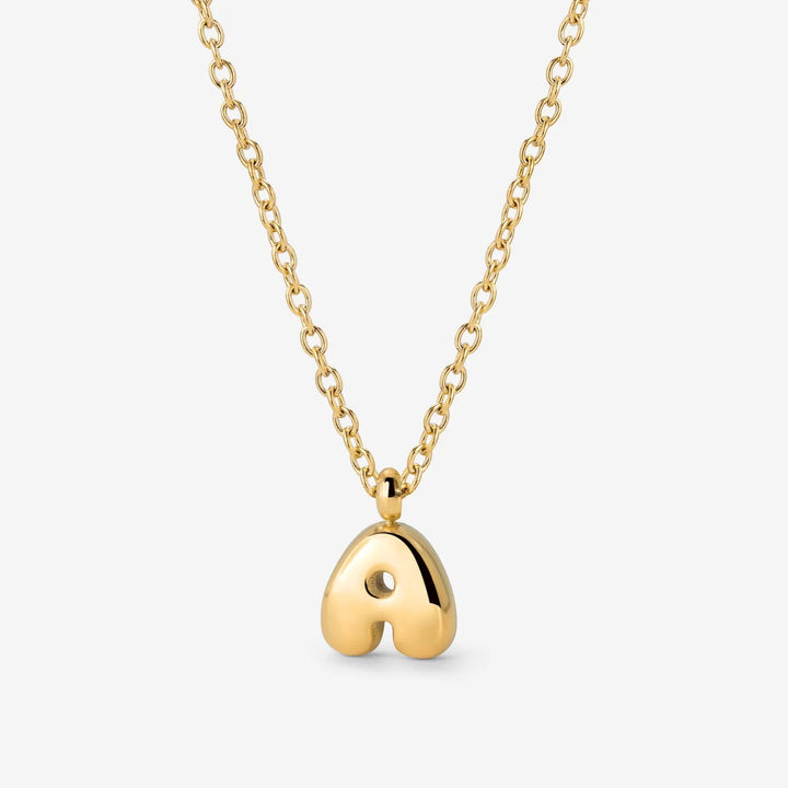 Collier Initiale Plaqué Or pour Femme – Pendentif Lettre Bubble