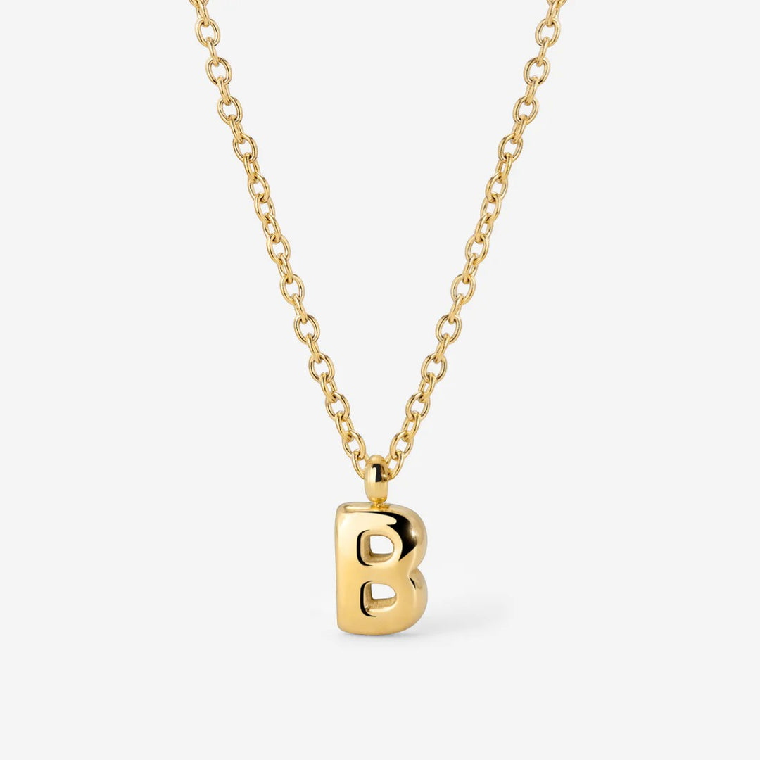 Collier Initiale Plaqué Or pour Femme – Pendentif Lettre Bubble
