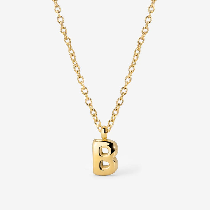 Collier Initiale Plaqué Or pour Femme – Pendentif Lettre Bubble