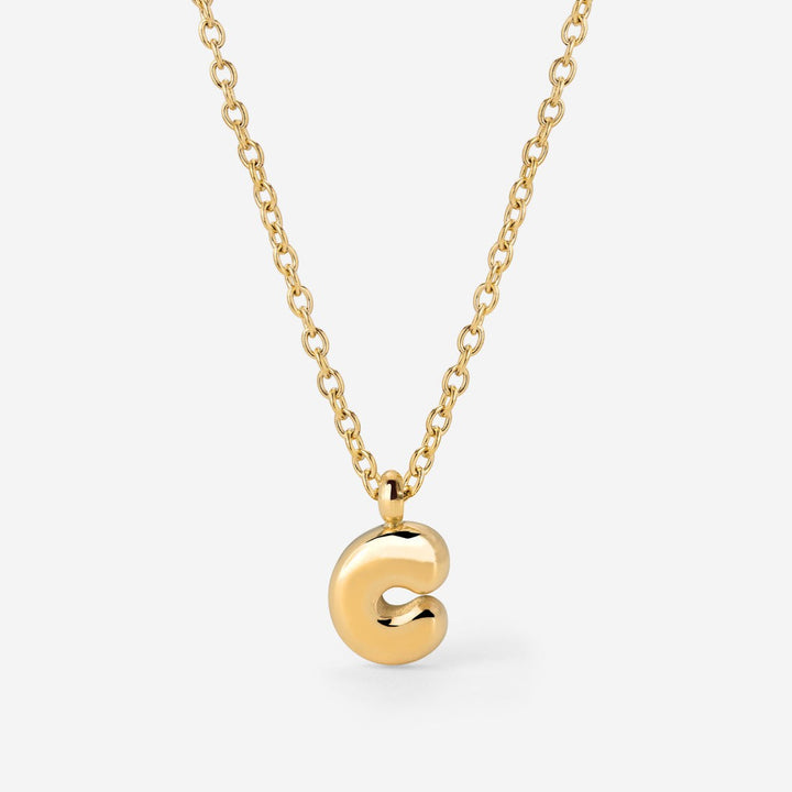 Collier Initiale Plaqué Or pour Femme – Pendentif Lettre Bubble