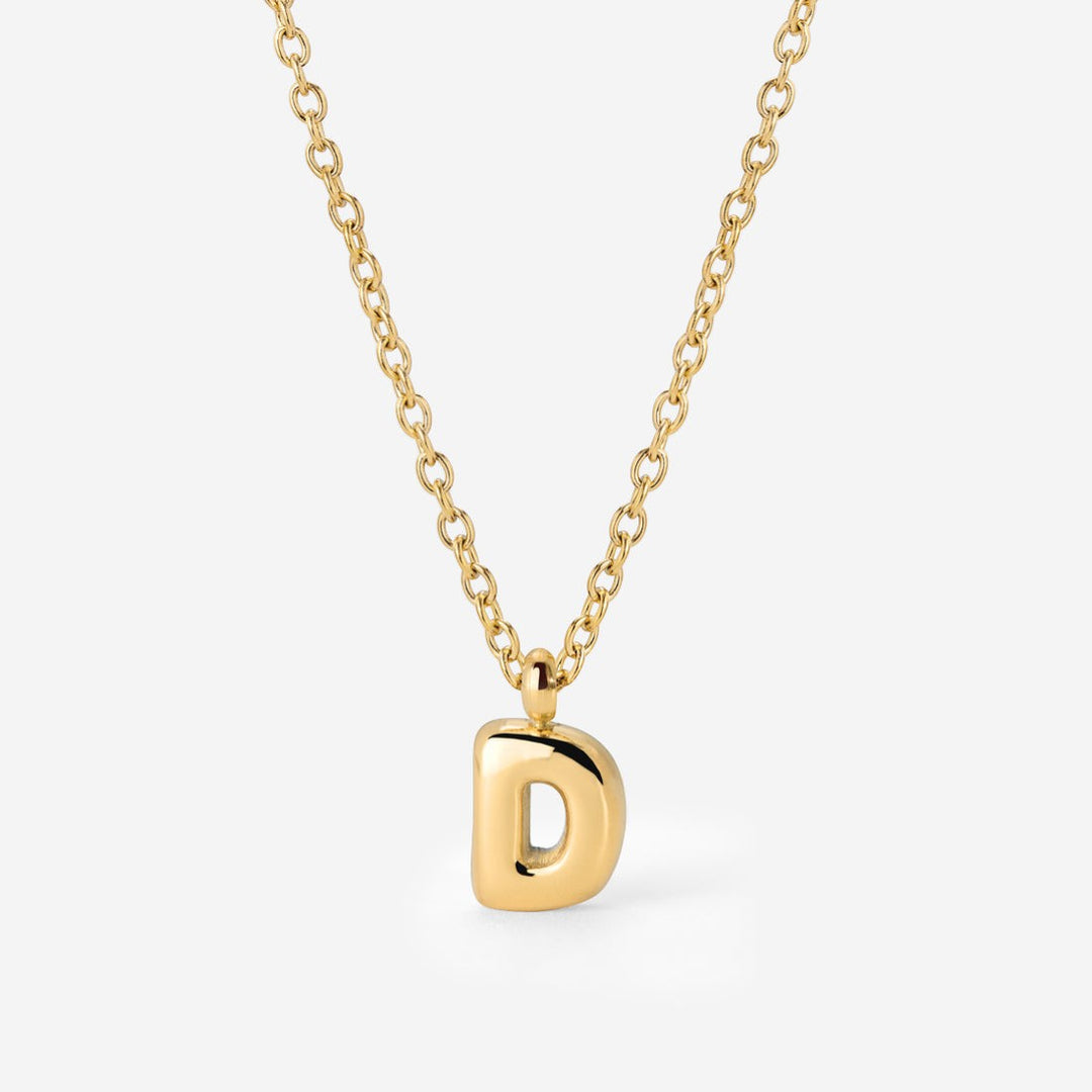 Collier Initiale Plaqué Or pour Femme – Pendentif Lettre Bubble
