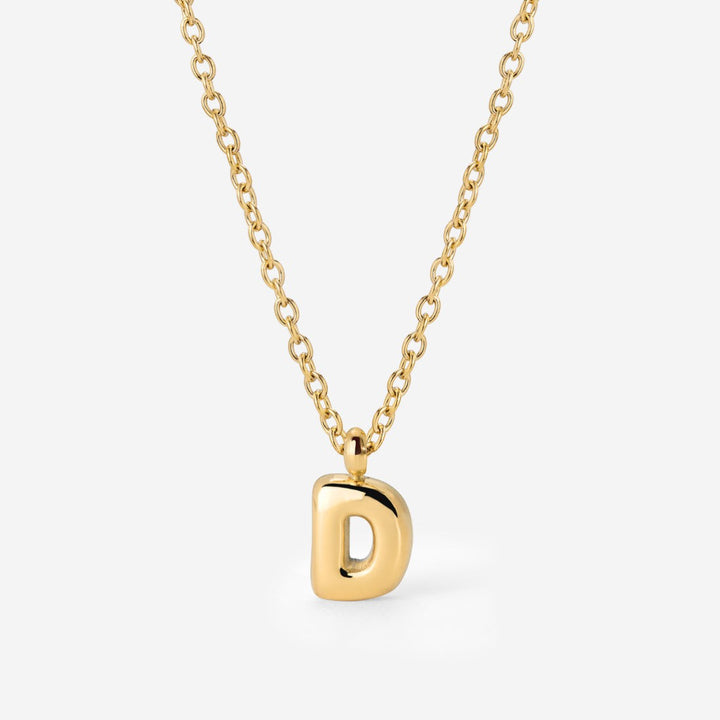 Collier Initiale Plaqué Or pour Femme – Pendentif Lettre Bubble