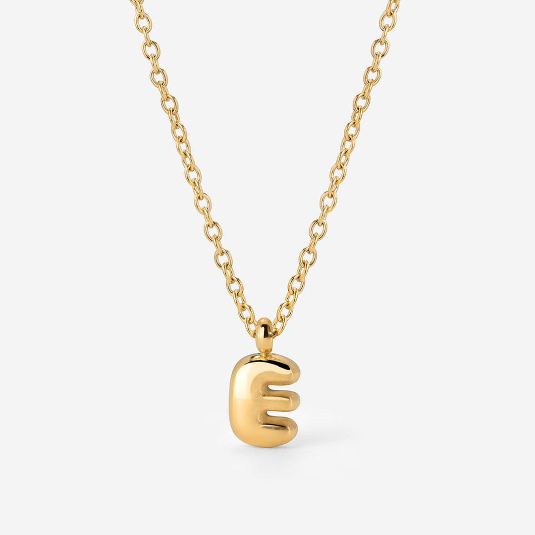 Collier Initiale Plaqué Or pour Femme – Pendentif Lettre Bubble