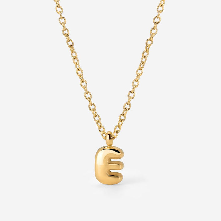 Collier Initiale Plaqué Or pour Femme – Pendentif Lettre Bubble