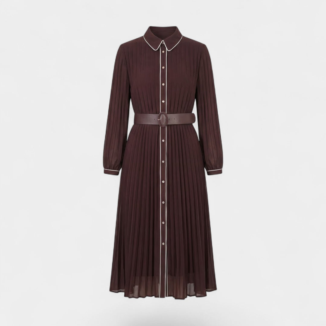 Women's pleated midi dress – Structured, relaxed fit