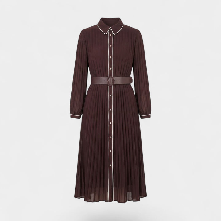 Women's pleated midi dress – Structured, relaxed fit