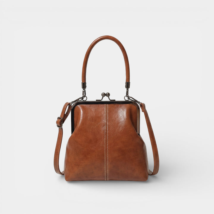 Sac kiss-lock en cuir pour femme – Fermoir rétro