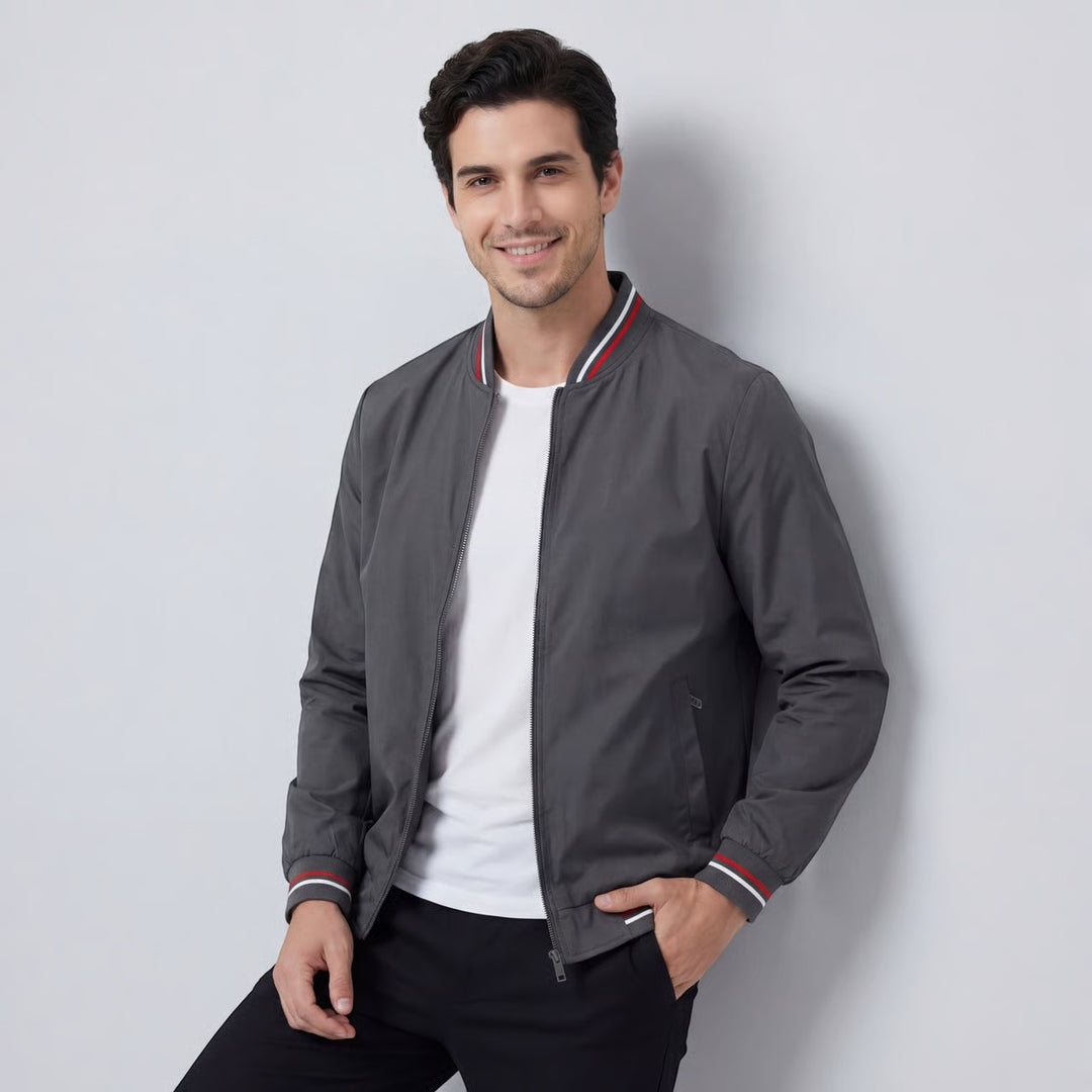 Riche | Veste Zippée Légère en Tissu Tissé à Col Montant pour Homme