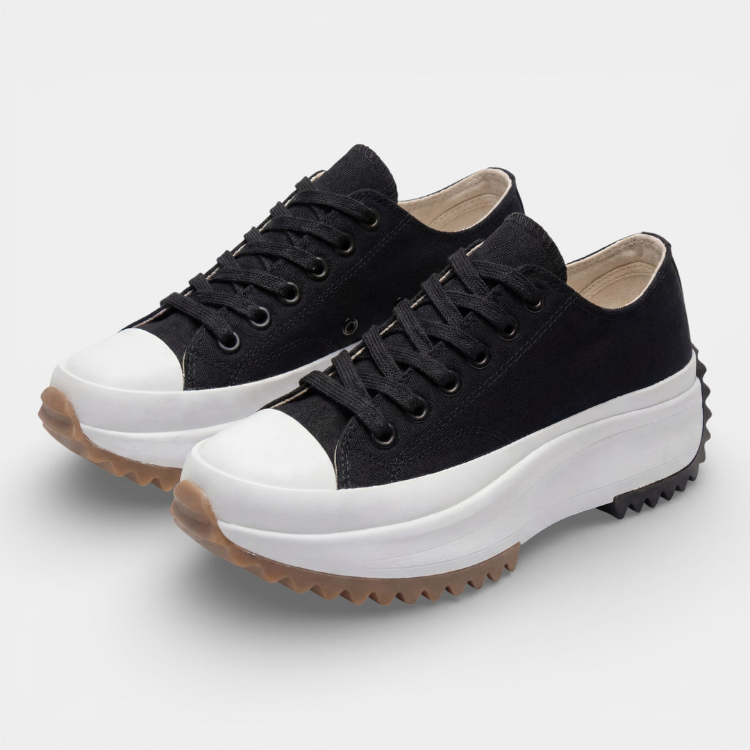 Women's canvas platform sneakers – Lace-up style with cushioning