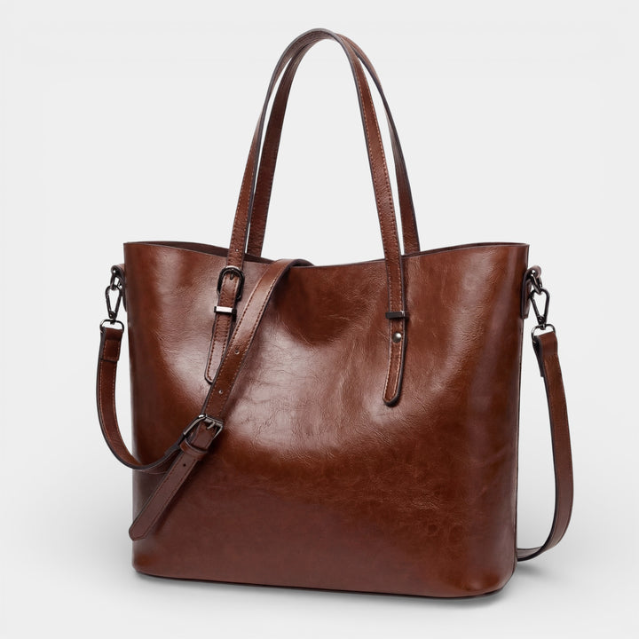 Einfache Ledertasche für Damen – Großes Fassungsvermögen