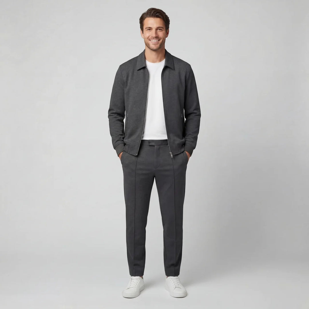 Herresæt med jakke og bukser i bomuldsblanding – Slim fit