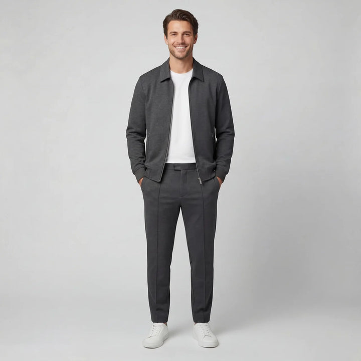 Herresæt med jakke og bukser i bomuldsblanding – Slim fit