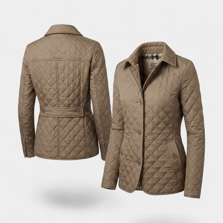 Veste matelassée femme à revers en coton rembourré – Coupe ajustée structurée