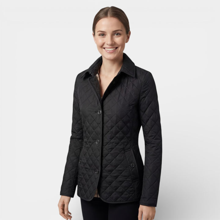 Veste matelassée femme à revers en coton rembourré – Coupe ajustée structurée