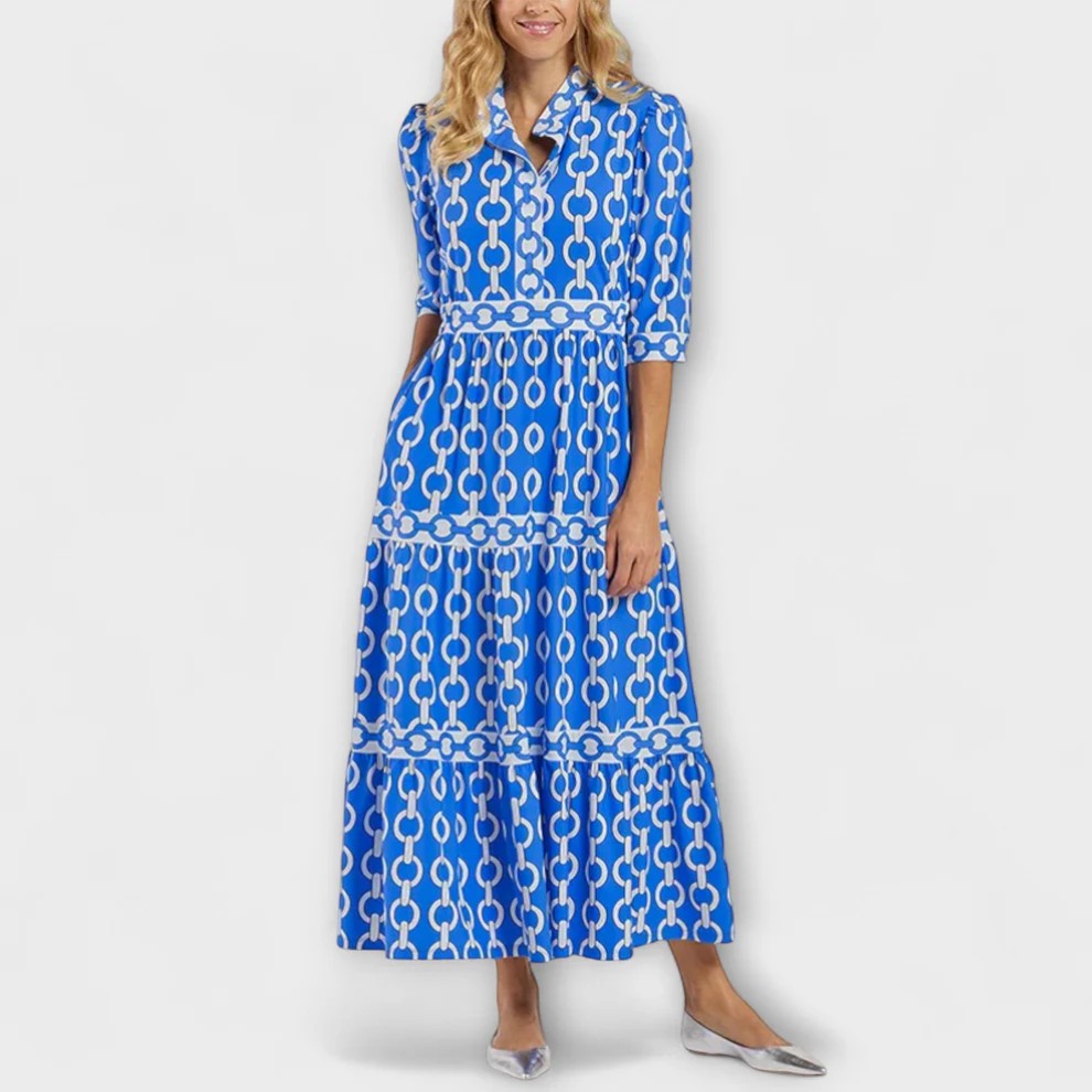 Riche | Robe Maxi Imprimée Légère Femme avec Manches Mi-Longues