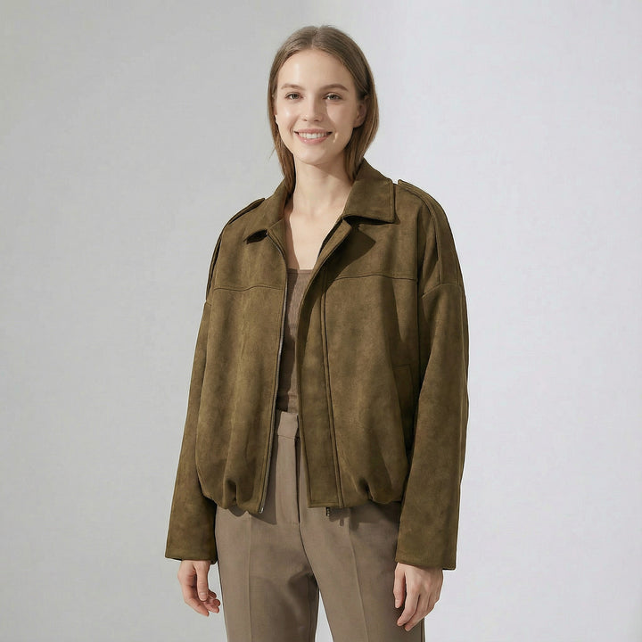 Veste en suédine pour femme – Coupe courte structurée
