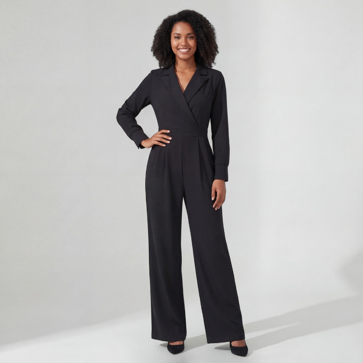 Riche | Combinaison Femme Tailleur à Jambes Larges en Tissu Tissé