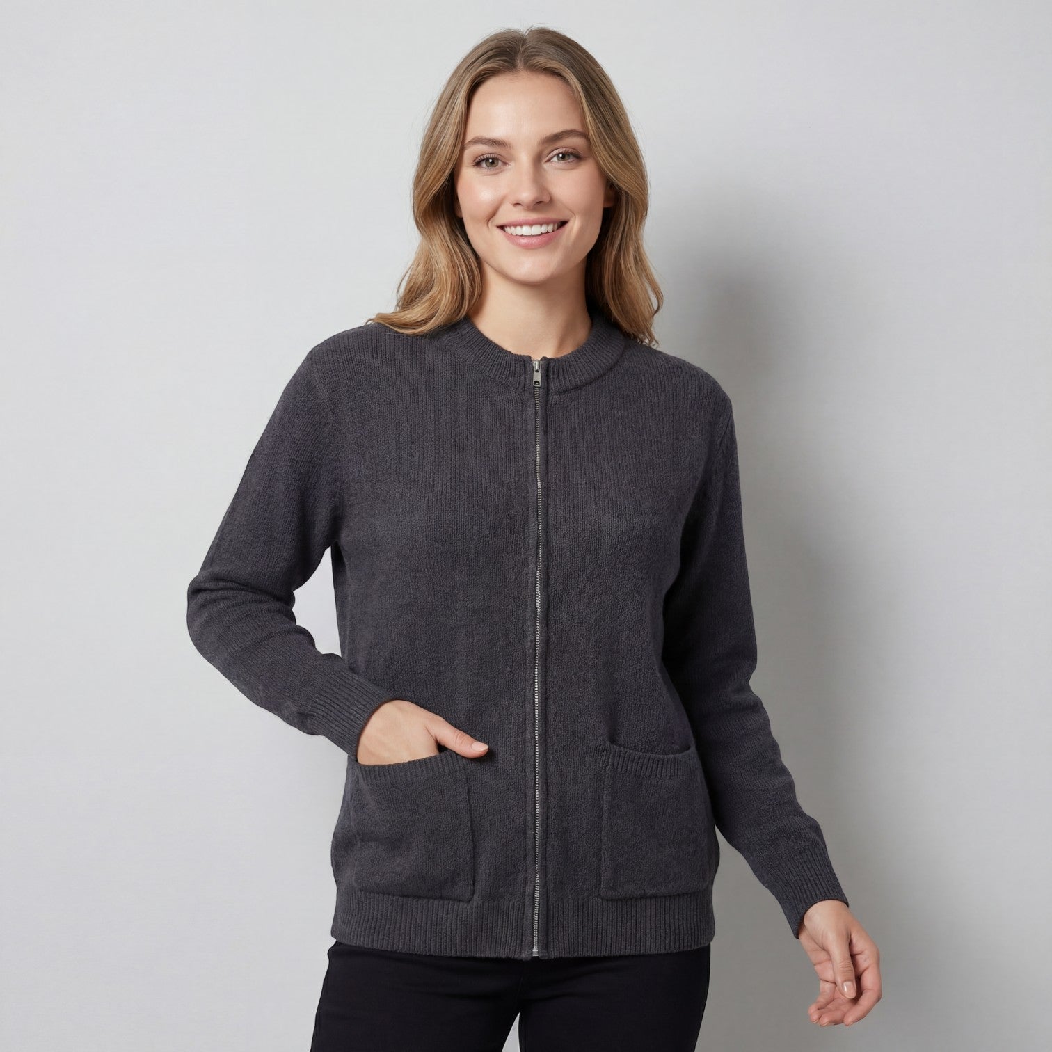 Riche | Pull Cardigan Femme en Maille Zippée