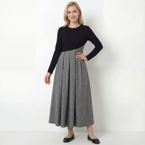 Riche | Robe Maxi Color-Block en Tissu Tissé Souple pour Femme