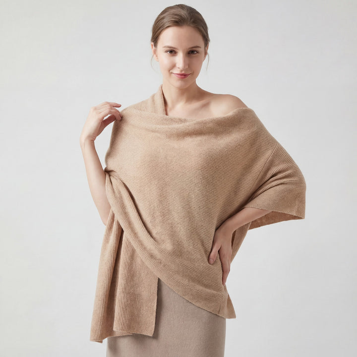 Cape châle femme en maille cachemire – Coupe fluide style drapé à enfiler