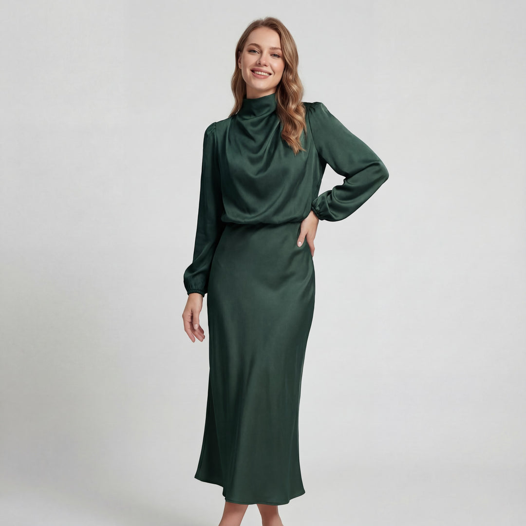 Riche | Satin-Kleid mit Halterkragen für Damen