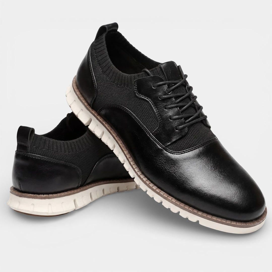 Casual leather sneakers for men – Breathable mesh panels