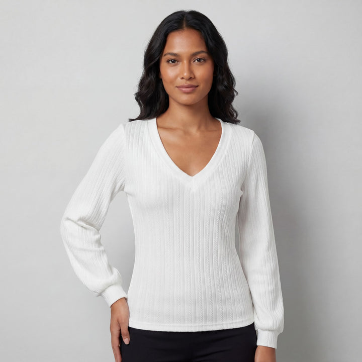 Riche | Women's Long-Sleeve Knit Top with V-Neck