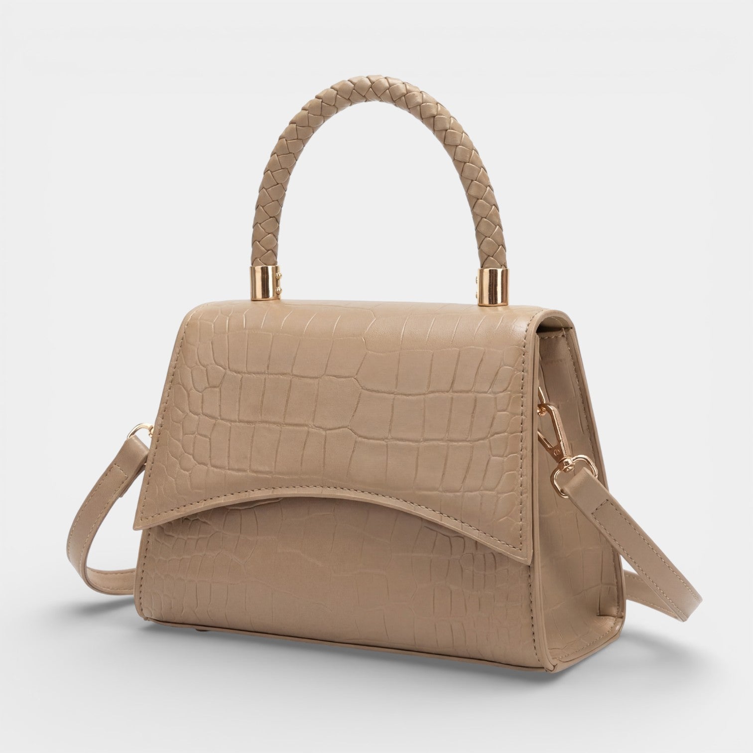 Riche | Sac Femme Bandoulière en Cuir Gaufré Croco avec Poignée