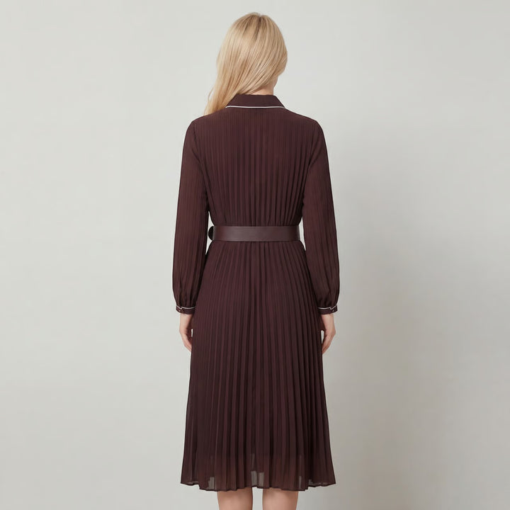 Women's pleated midi dress – Structured, relaxed fit