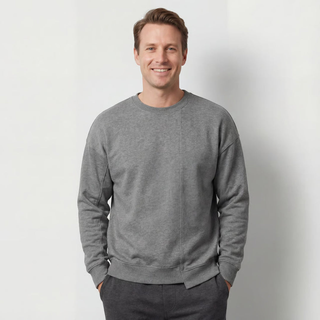 Pull homme en coton mélangé – Coupe décontractée col rond