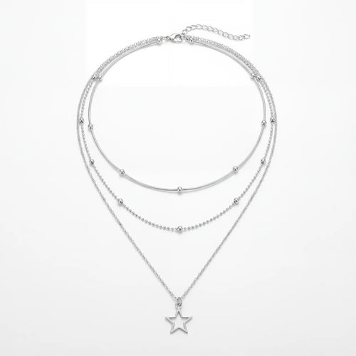 Riche | Collier Femme à Pendentif Étoile Superposé avec Chaîne Ajustable