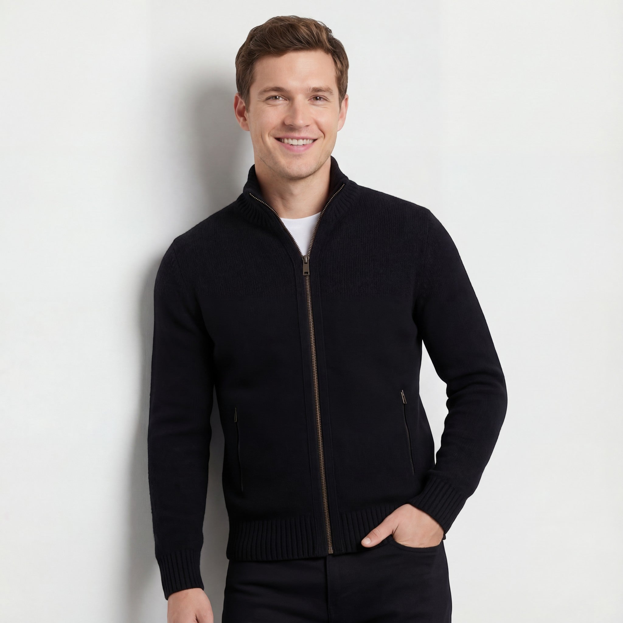 Riche | Gilet homme tricoté – uni décontracté coupe ajustée