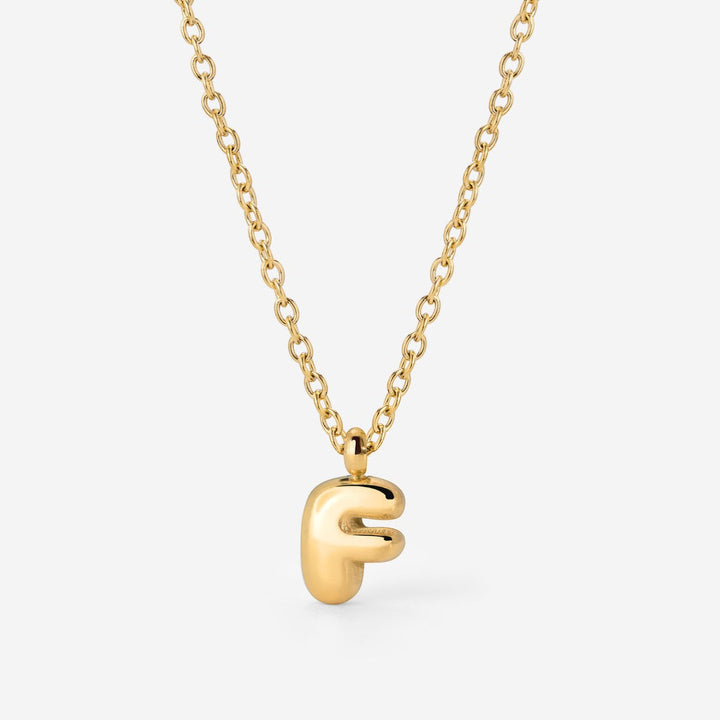 Collier Initiale Plaqué Or pour Femme – Pendentif Lettre Bubble