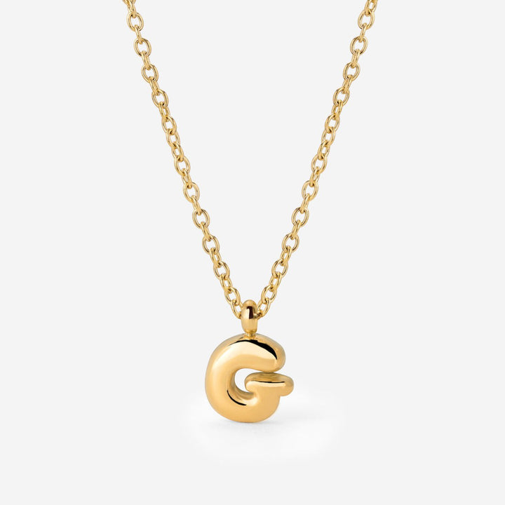 Collier Initiale Plaqué Or pour Femme – Pendentif Lettre Bubble