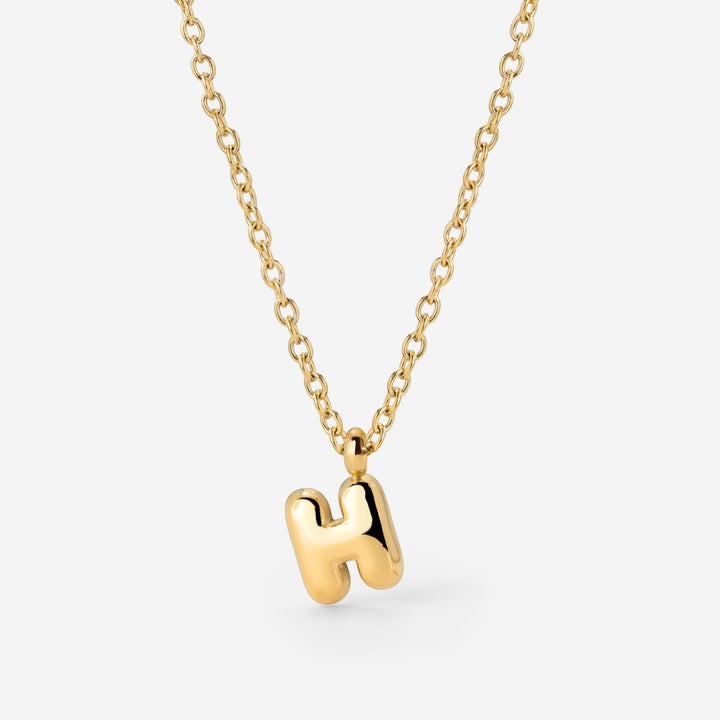 Collier Initiale Plaqué Or pour Femme – Pendentif Lettre Bubble