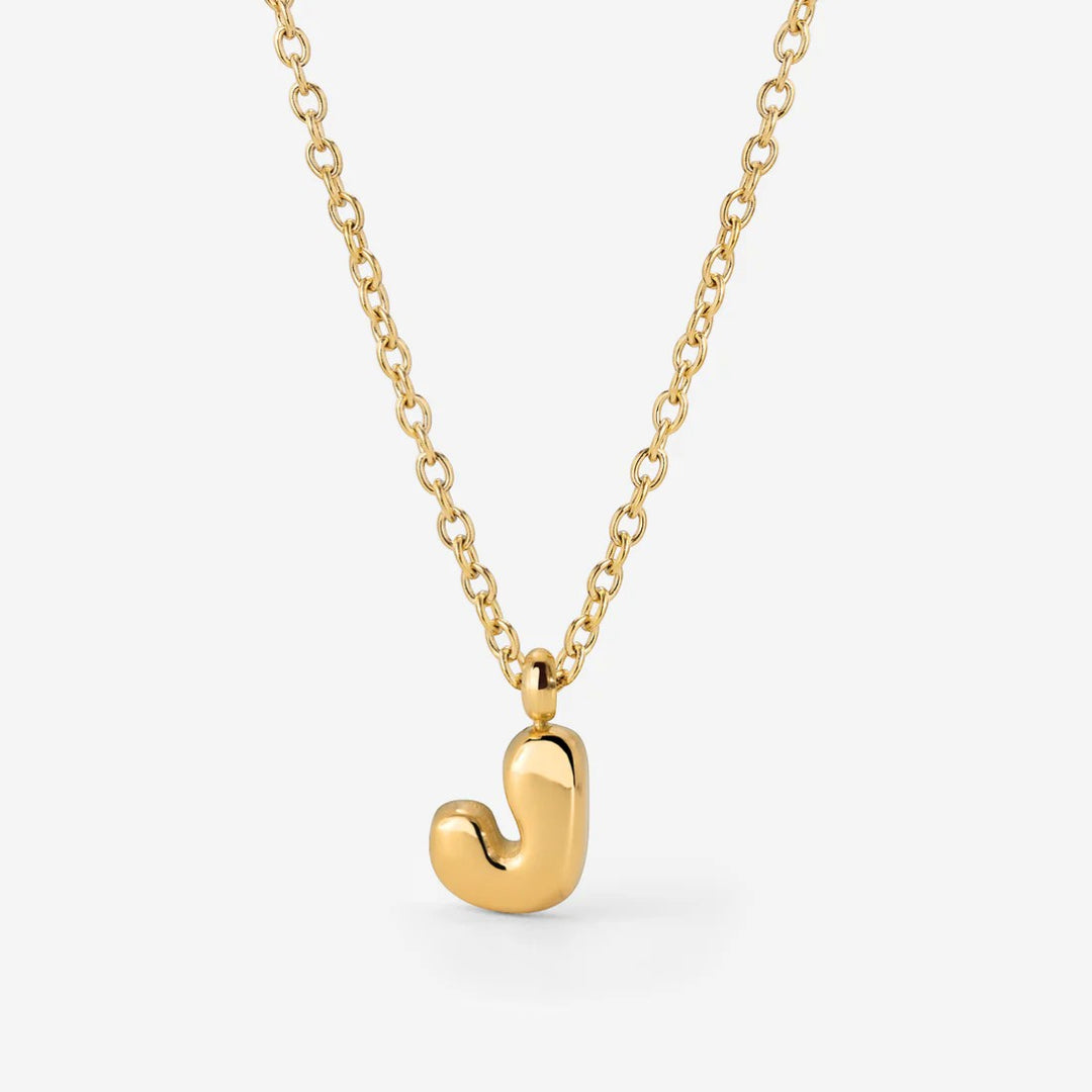 Collier Initiale Plaqué Or pour Femme – Pendentif Lettre Bubble