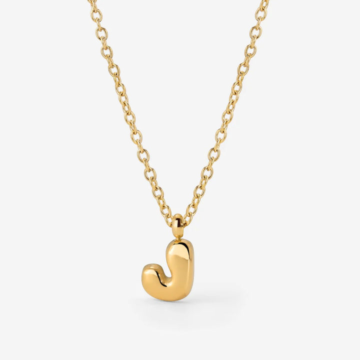 Collier Initiale Plaqué Or pour Femme – Pendentif Lettre Bubble
