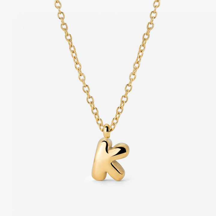 Collier Initiale Plaqué Or pour Femme – Pendentif Lettre Bubble