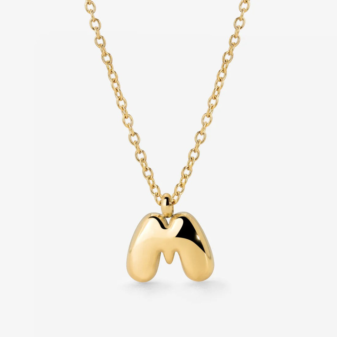 Collier Initiale Plaqué Or pour Femme – Pendentif Lettre Bubble
