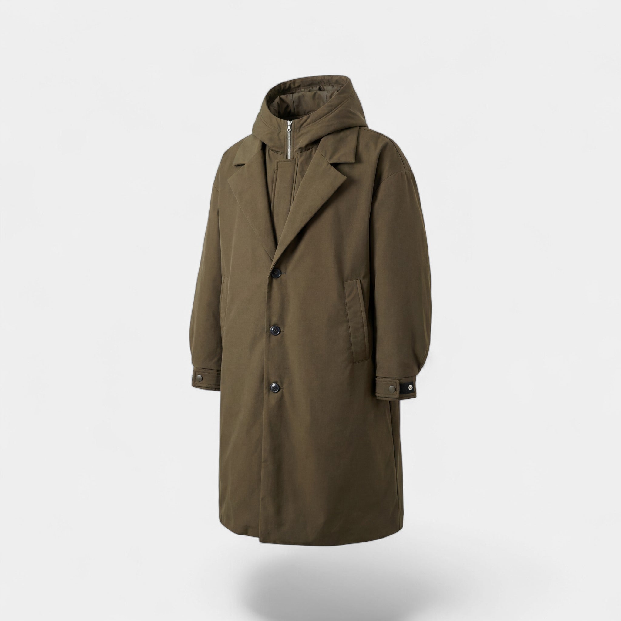 Riche | Silhouette trench à capuche en fin coton pour homme