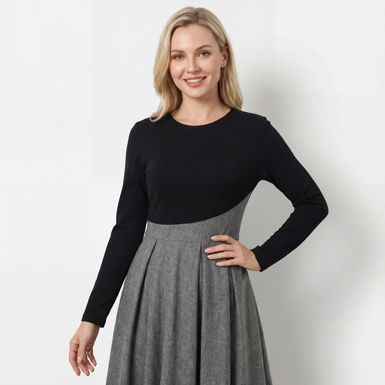 Riche | Robe Maxi Color-Block en Tissu Tissé Souple pour Femme