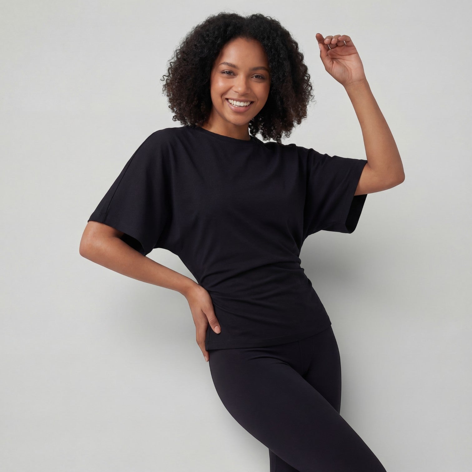 Top femme manches chauve-souris en tissu – Taille cintrée coupe décontractée