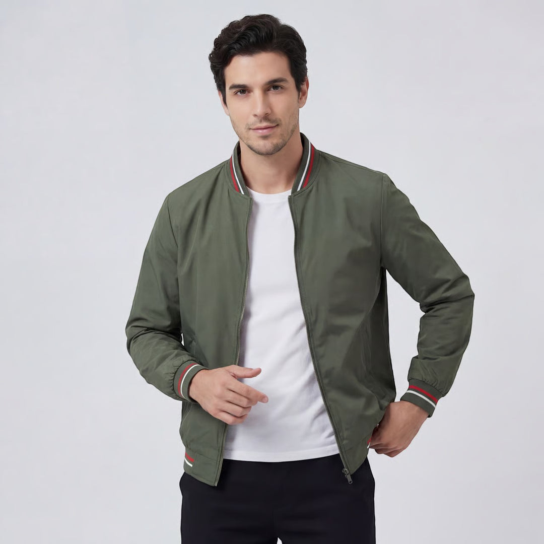 Riche | Veste Zippée Légère en Tissu Tissé à Col Montant pour Homme