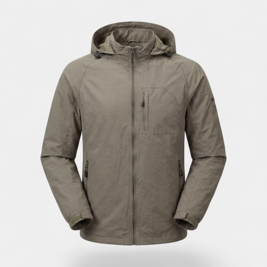 Men's Waterproof Outdoor Jacket in Nylon Blend – Lightweight Fit with Hood