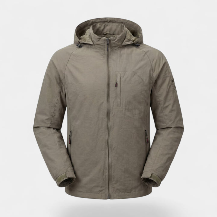 Men's Waterproof Outdoor Jacket in Nylon Blend – Lightweight Fit with Hood