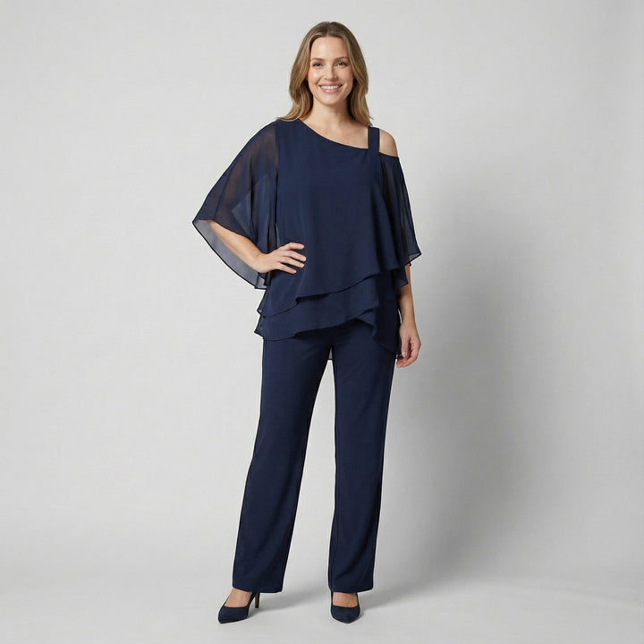 Women's batwing-sleeve top and pants set – Flowing fit