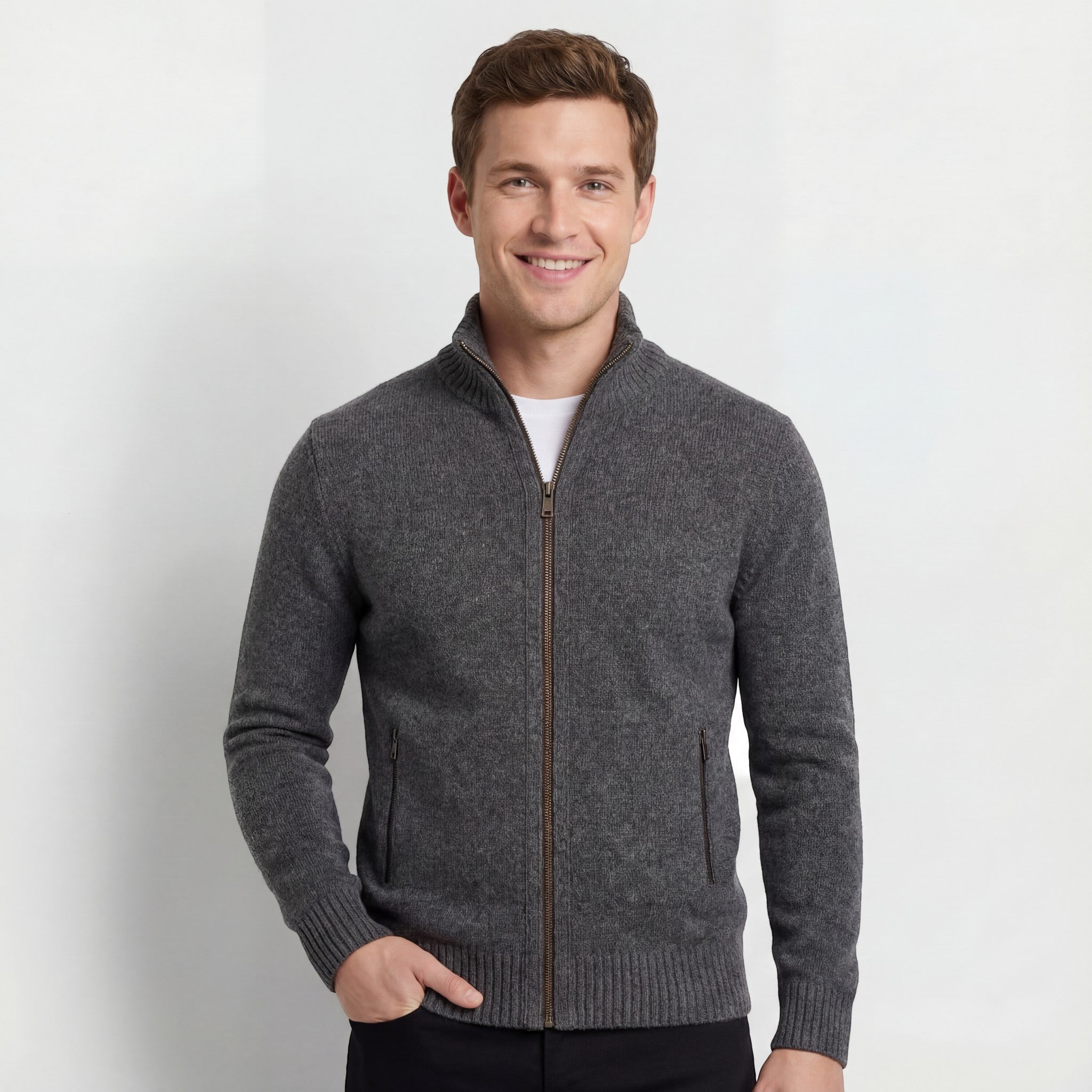 Riche | Gilet homme tricoté – uni décontracté coupe ajustée