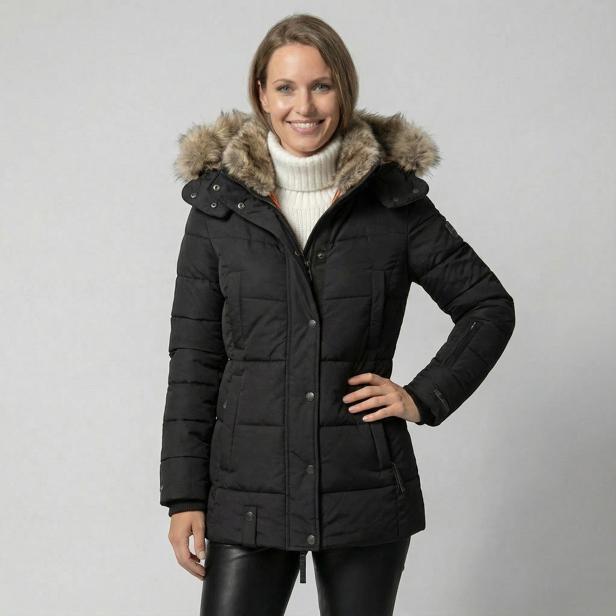 Riche | Manteau femme en coton à col en fourrure